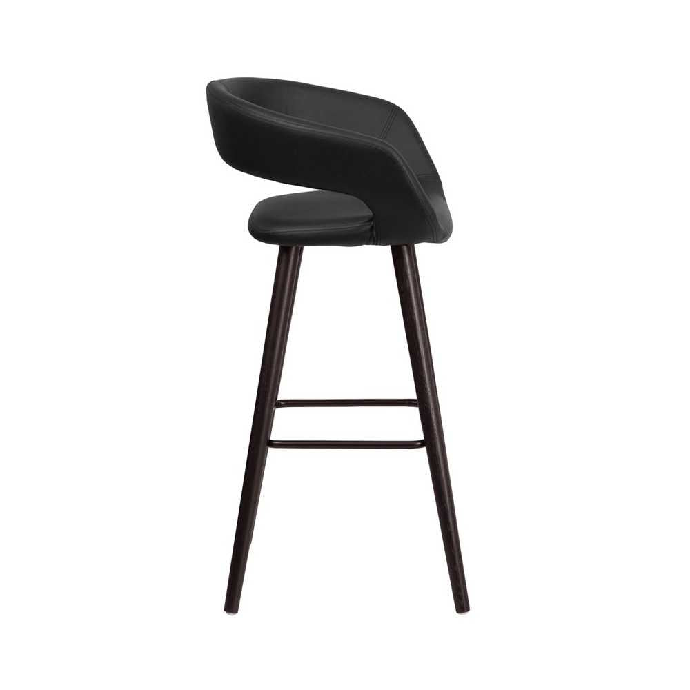 Brynn Series 29'' High Contemporary Cappuccino Wood Barstool in Black Vinyl