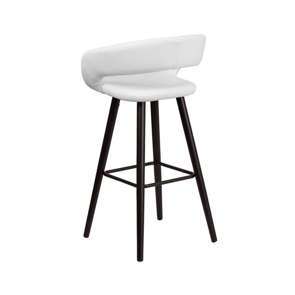Brynn Series 29'' High Contemporary Cappuccino Wood Barstool in White Vinyl