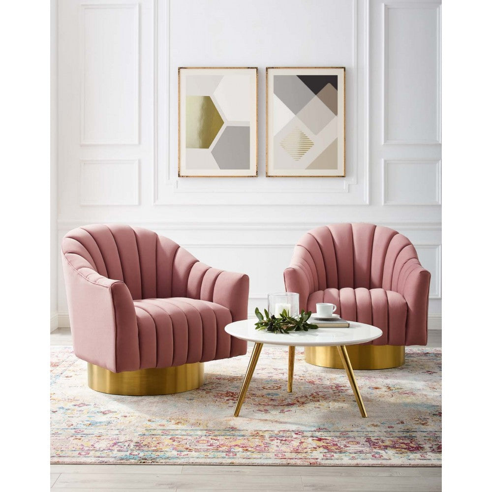 Buoyant Swivel Chair Performance Velvet Set of 2, Dusty Rose