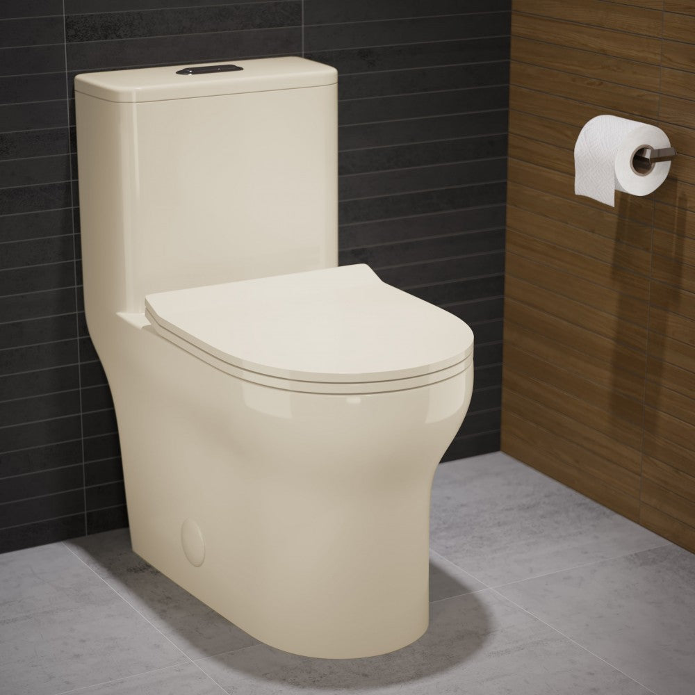 Burdon One Piece Square Toilet Dual Flush 1.1/1.6 gpf in Bisque