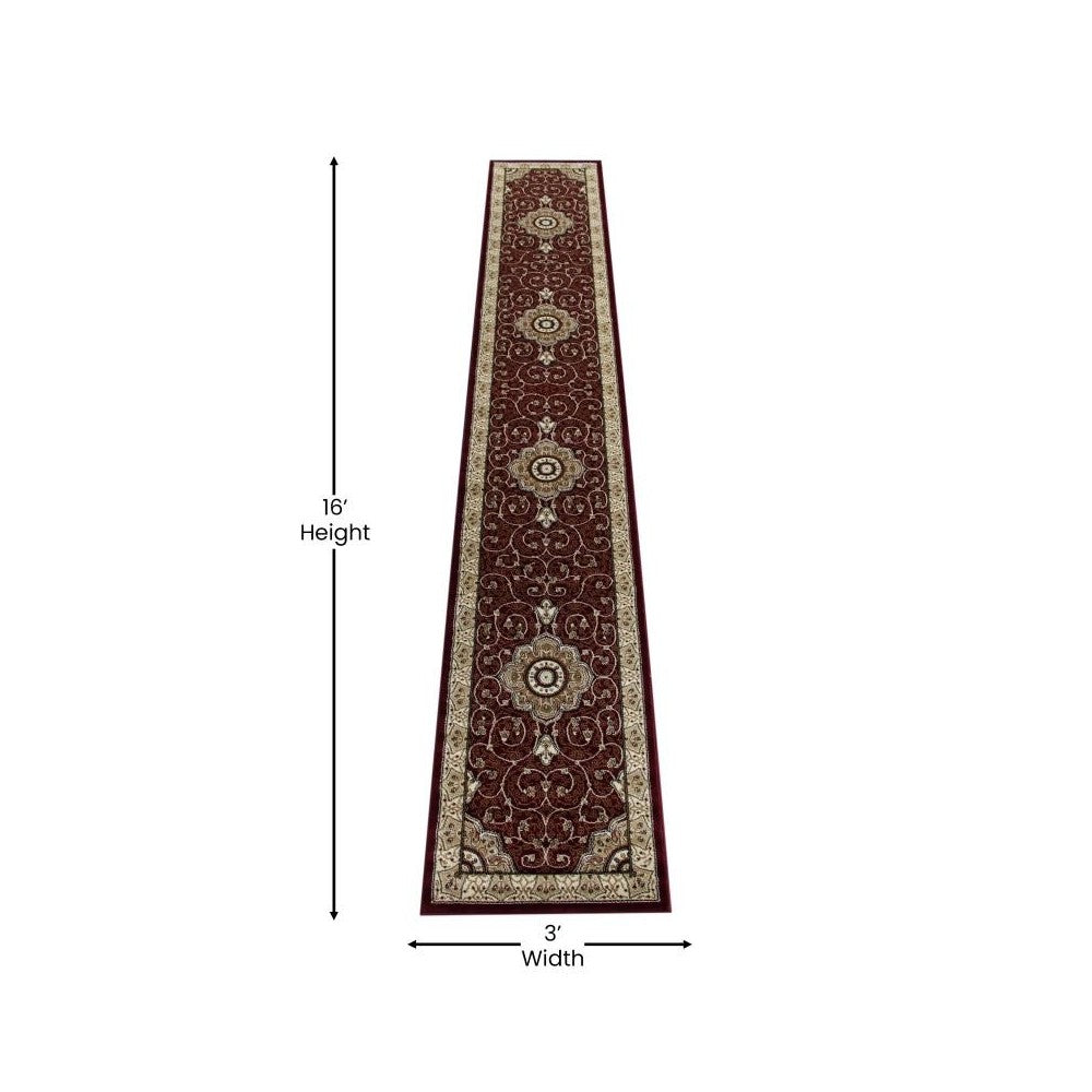 Burgundy 3x15 Persian Area Rug