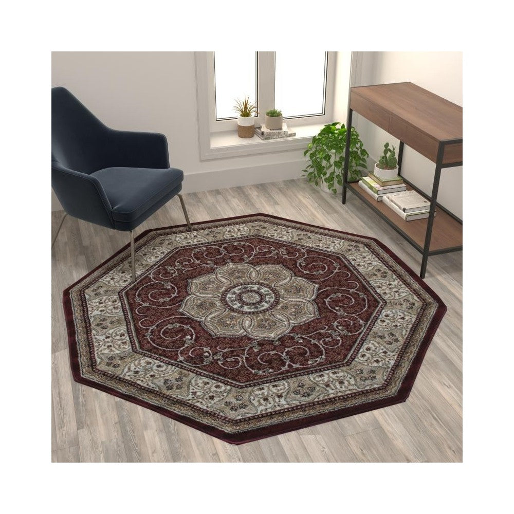 Burgundy 5x5 Persian Area Rug