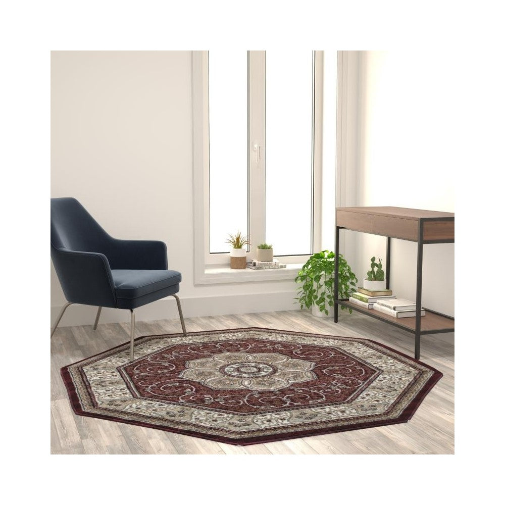 Burgundy 5x5 Persian Area Rug