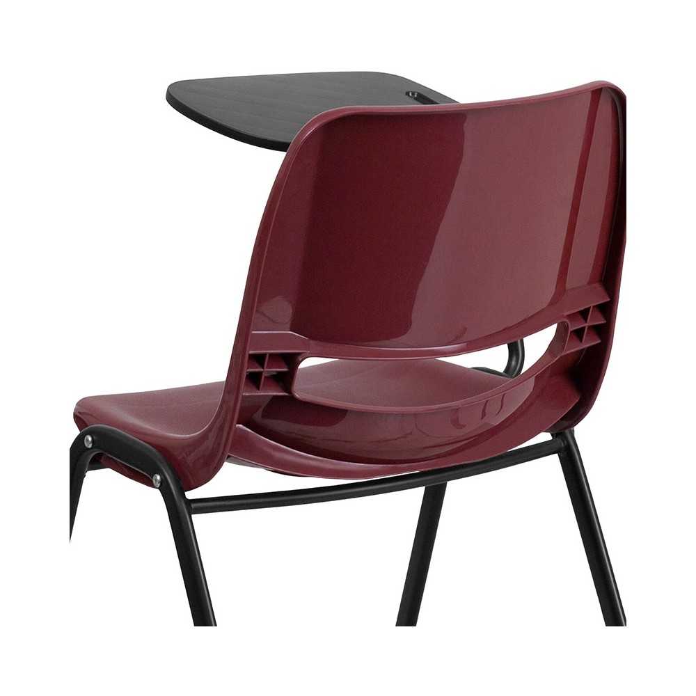 Burgundy Ergonomic Shell Chair with Right Handed Flip-Up Tablet Arm