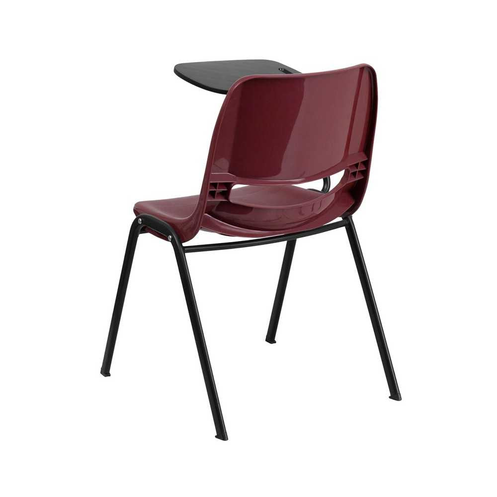 Burgundy Ergonomic Shell Chair with Right Handed Flip-Up Tablet Arm