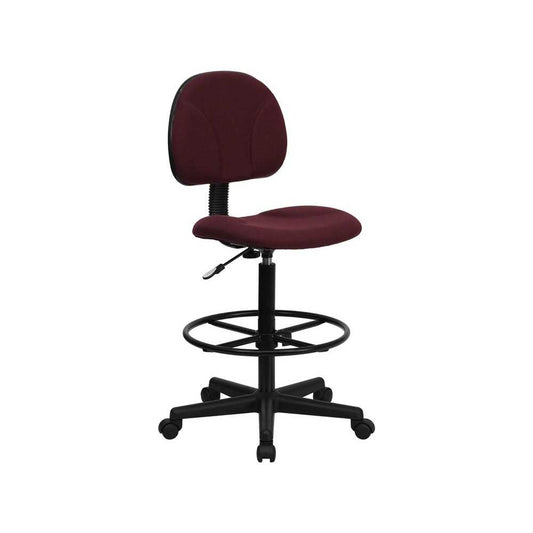 Burgundy Fabric Drafting Chair (Cylinders: 22.5''-27''H or 26''-30.5''H)