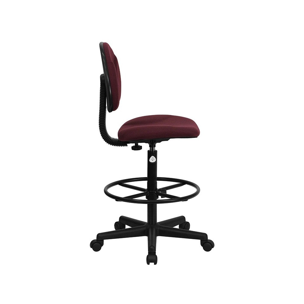 Burgundy Fabric Drafting Chair (Cylinders: 22.5''-27''H or 26''-30.5''H)