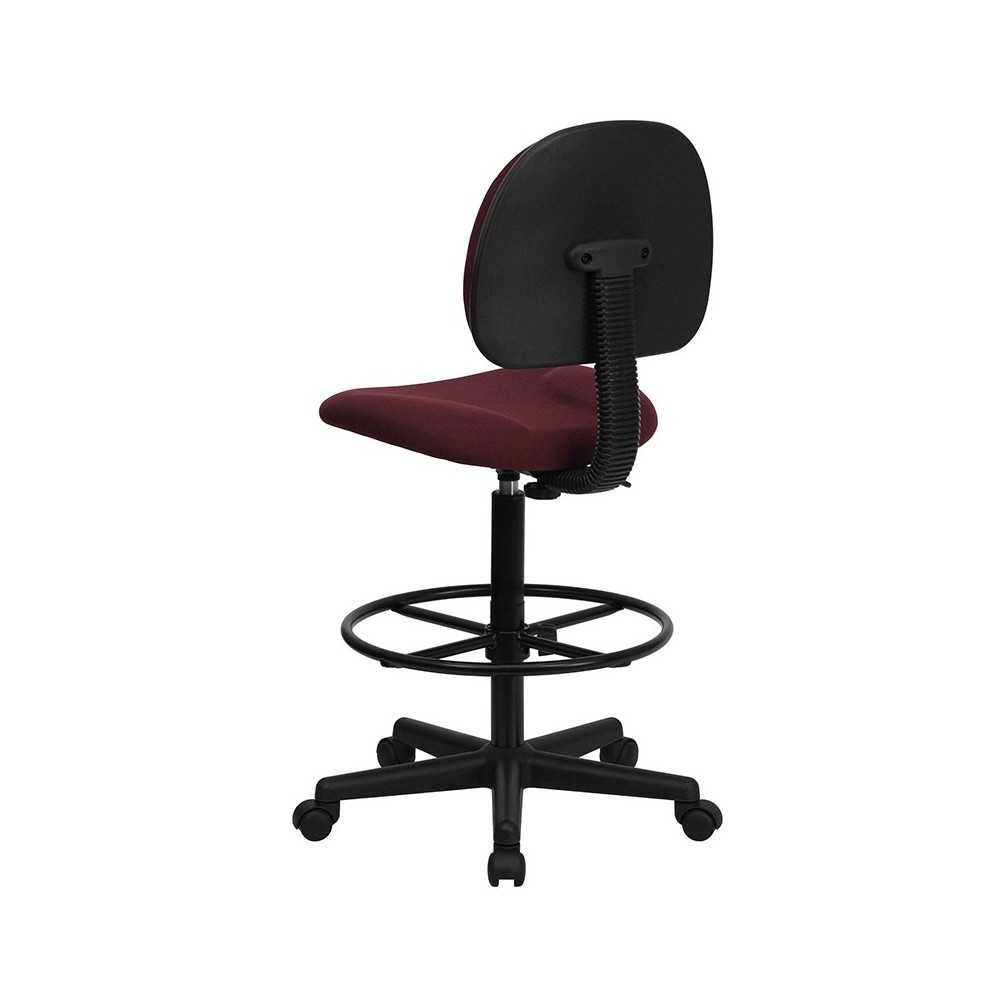 Burgundy Fabric Drafting Chair (Cylinders: 22.5''-27''H or 26''-30.5''H)