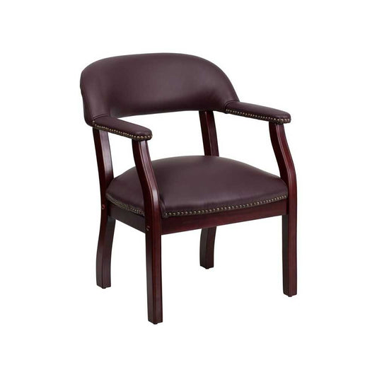 Burgundy LeatherSoft Conference Chair with Accent Nail Trim