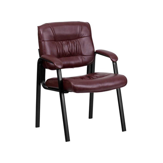 Burgundy LeatherSoft Executive Side Reception Chair with Black Metal Frame