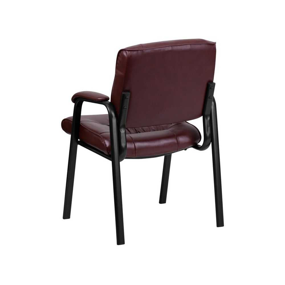 Burgundy LeatherSoft Executive Side Reception Chair with Black Metal Frame