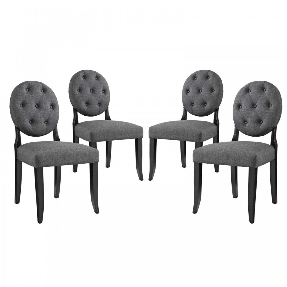 Button Dining Side Chair Upholstered Fabric Set of 4