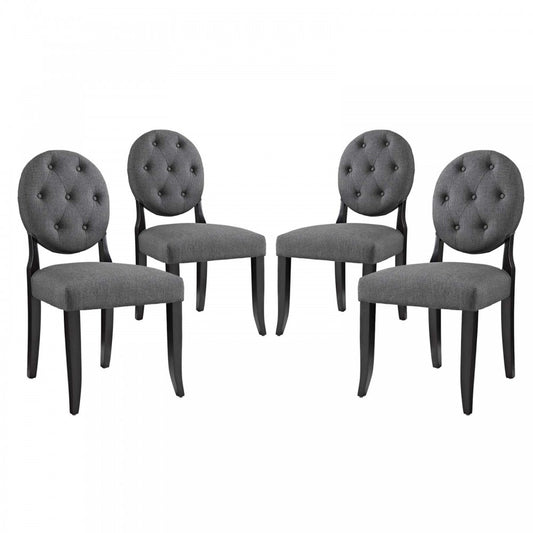 Button Dining Side Chair Upholstered Fabric Set of 4