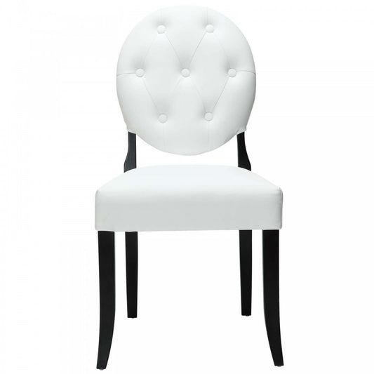 Button Dining Vinyl Side Chair, White