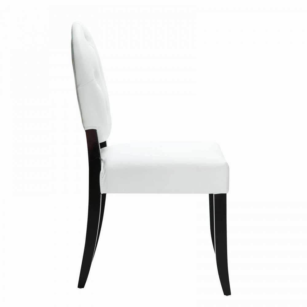 Button Dining Vinyl Side Chair, White