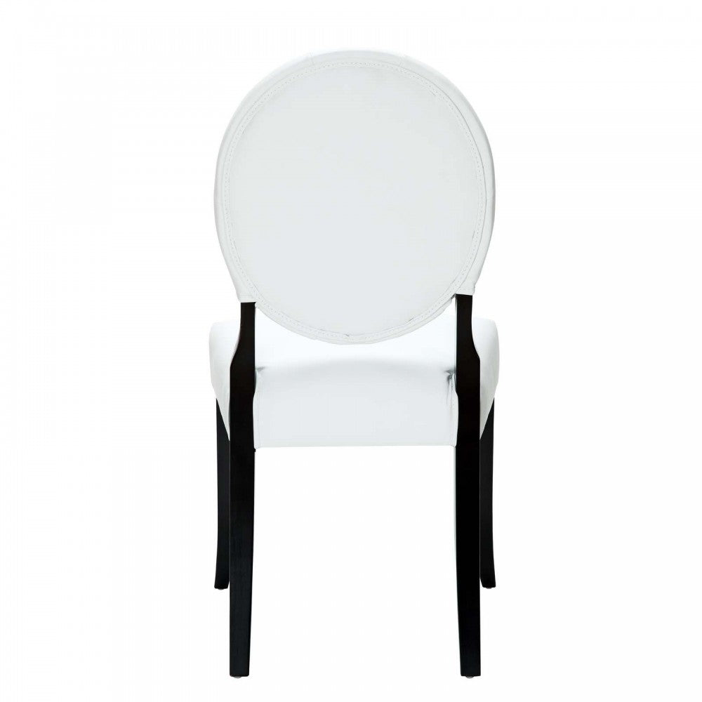 Button Dining Vinyl Side Chair, White