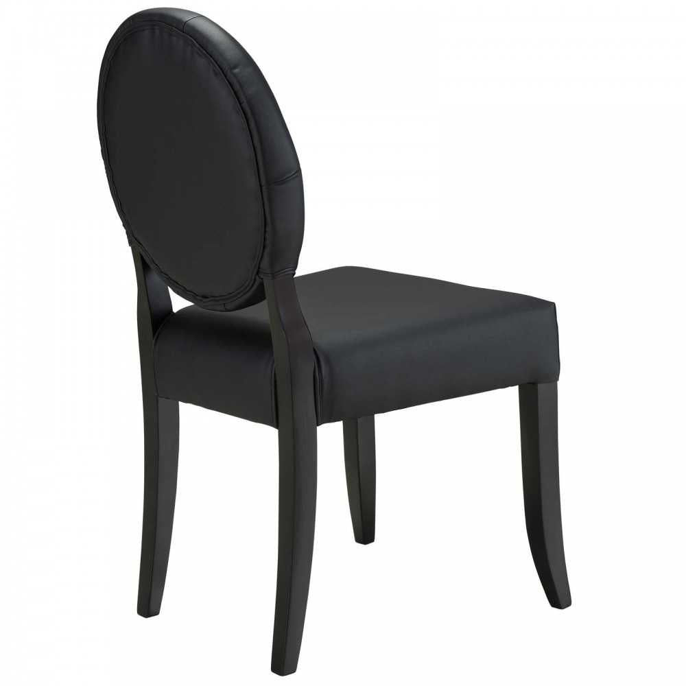 Button Dining Vinyl Side Chair, Black