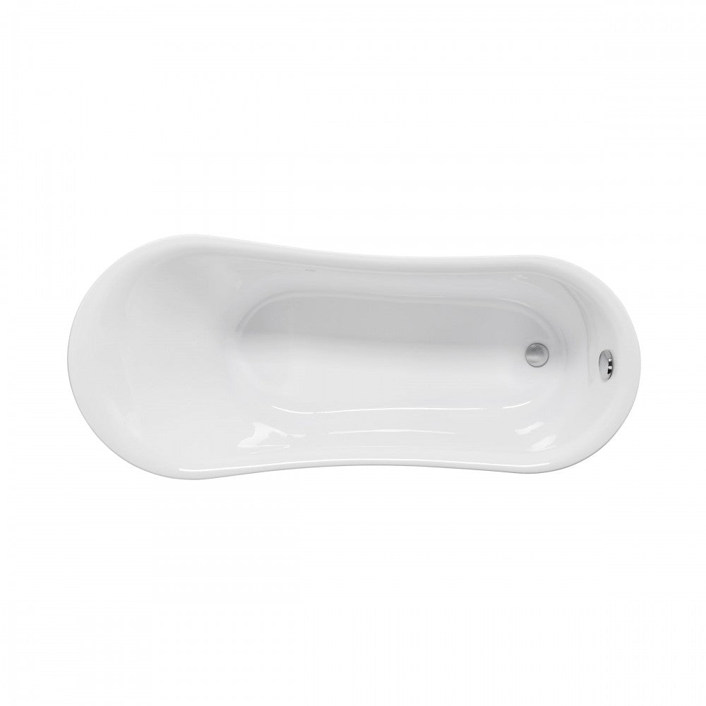 Cache Single Slipper, Clawfoot Soaking Acrylic Bathtub, Chrome Clawfoot