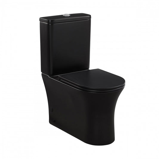 Calice Two-Piece Elongated Rear Outlet Toilet Dual-Flush 0.8/1.28 gpf, Black