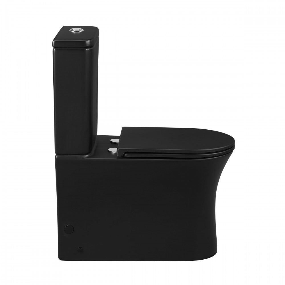 Calice Two-Piece Elongated Rear Outlet Toilet Dual-Flush 0.8/1.28 gpf, Black