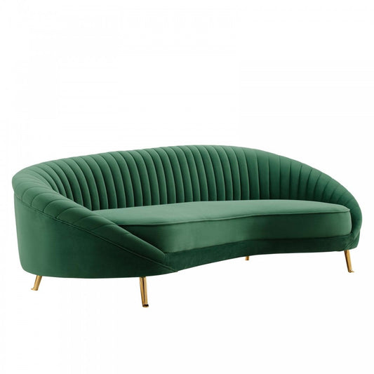 Camber Channel Tufted Performance Velvet Sofa, Emerald