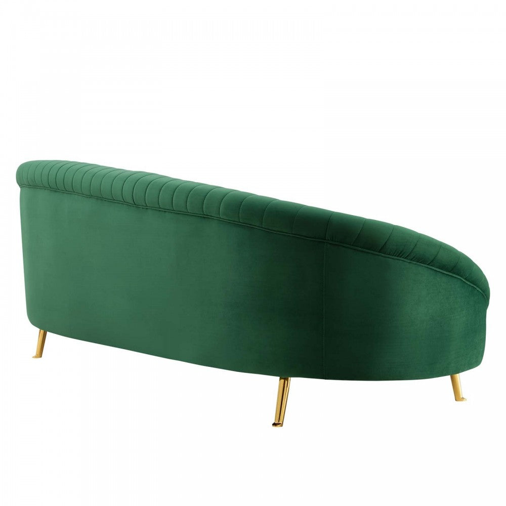 Camber Channel Tufted Performance Velvet Sofa, Emerald
