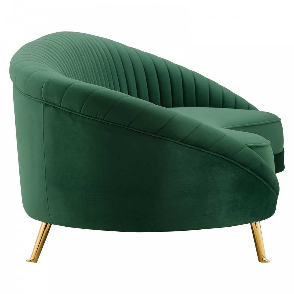 Camber Channel Tufted Performance Velvet Sofa, Emerald