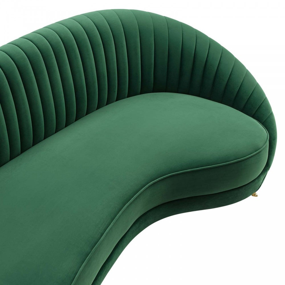 Camber Channel Tufted Performance Velvet Sofa, Emerald