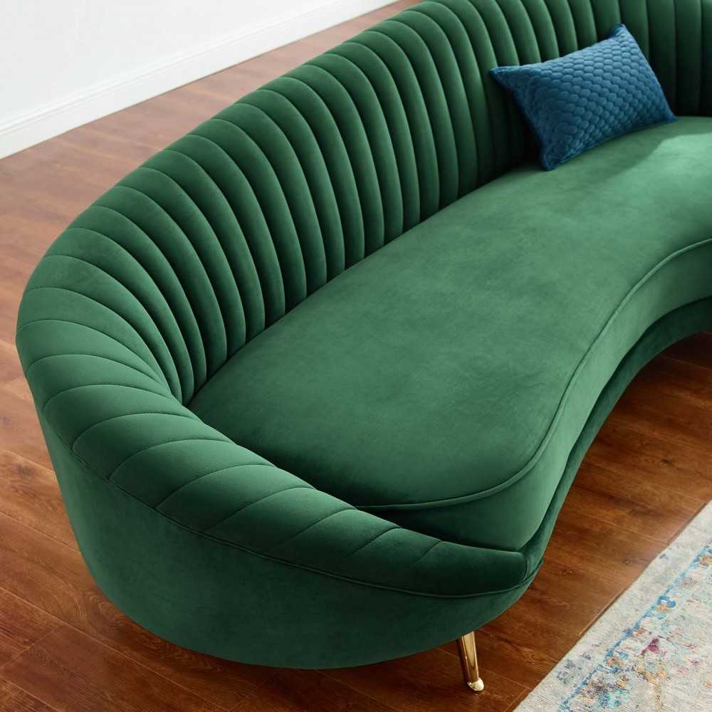 Camber Channel Tufted Performance Velvet Sofa, Emerald