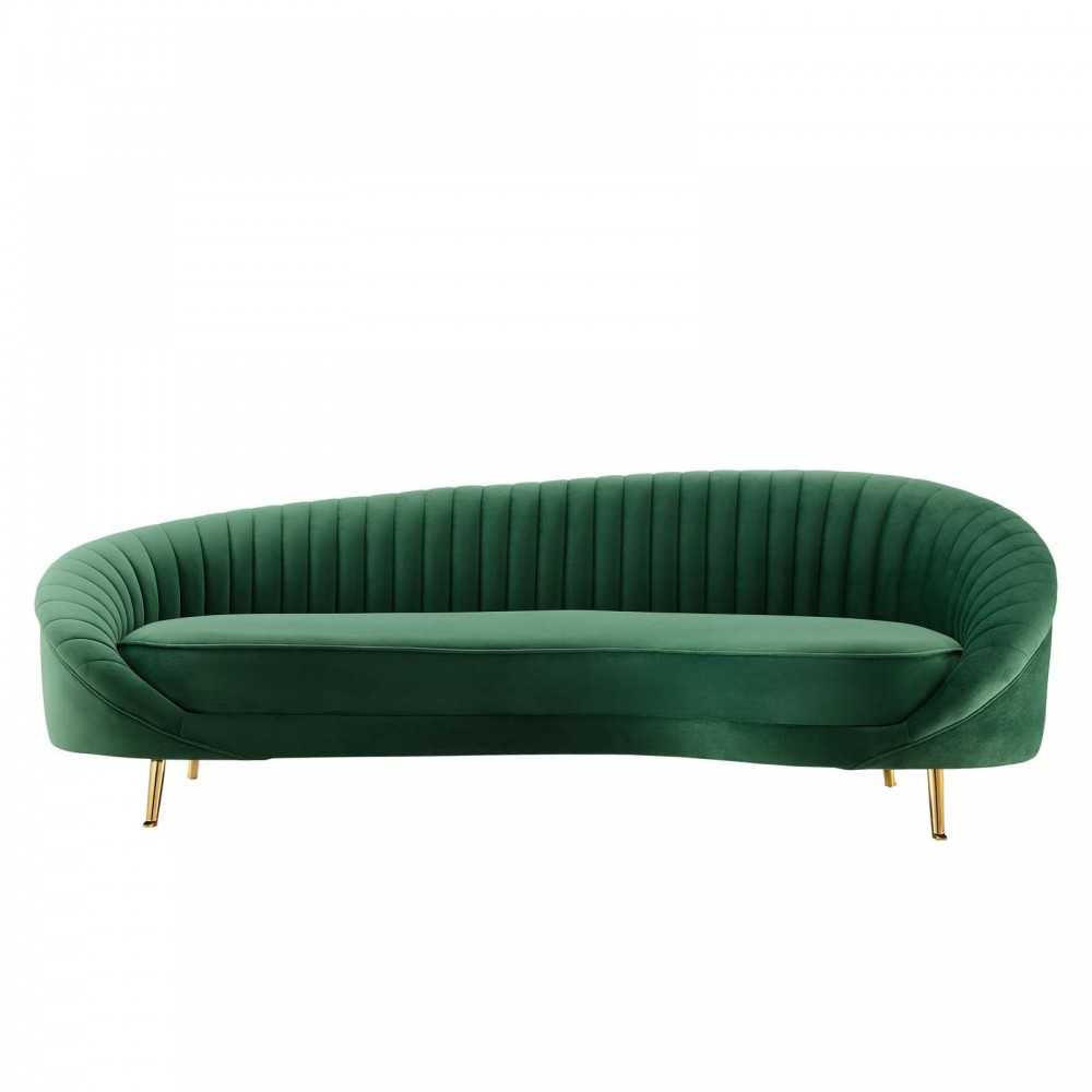 Camber Channel Tufted Performance Velvet Sofa, Emerald