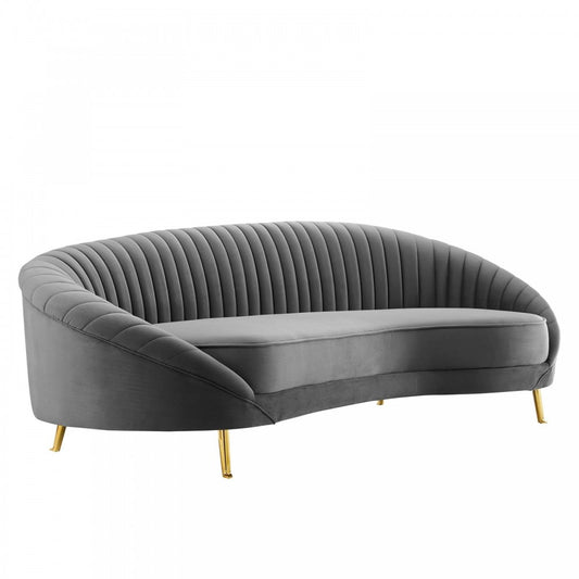 Camber Channel Tufted Performance Velvet Sofa, Gray