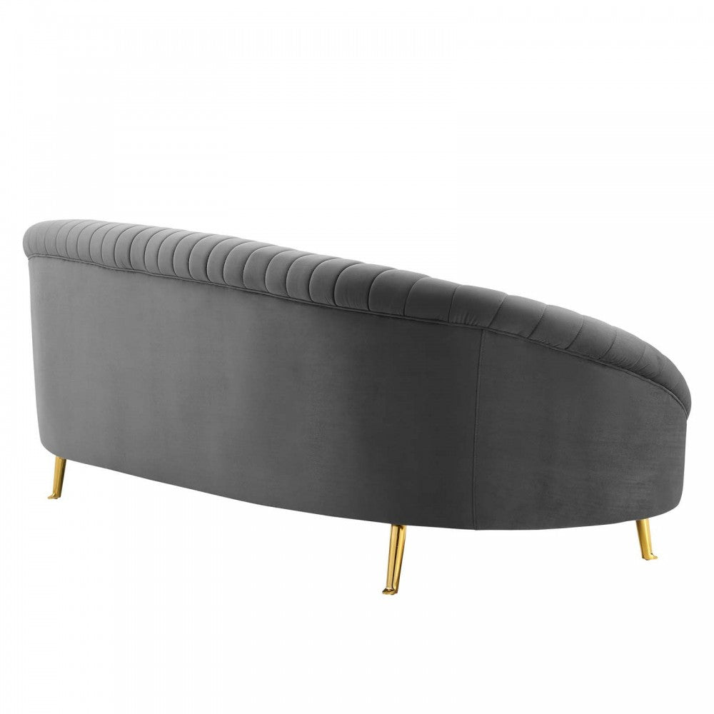 Camber Channel Tufted Performance Velvet Sofa, Gray