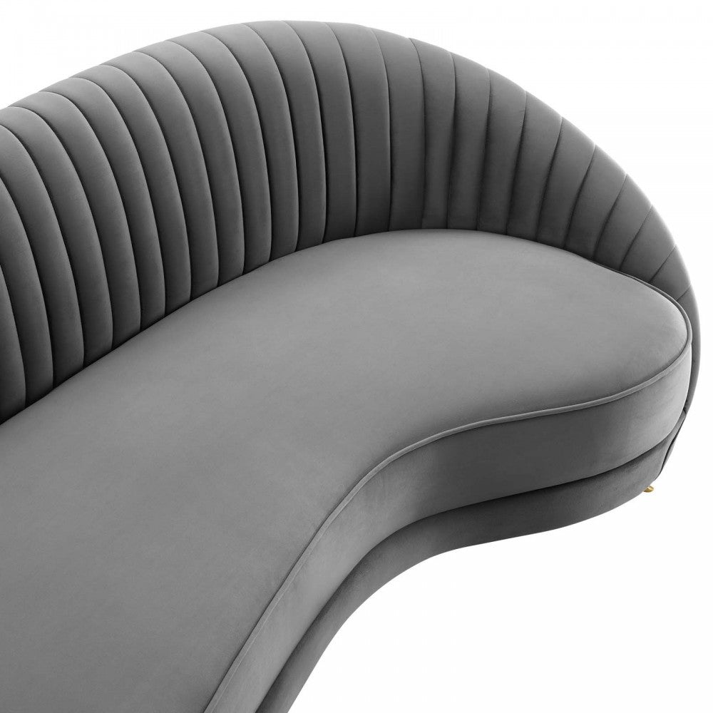 Camber Channel Tufted Performance Velvet Sofa, Gray