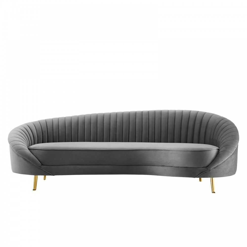 Camber Channel Tufted Performance Velvet Sofa, Gray