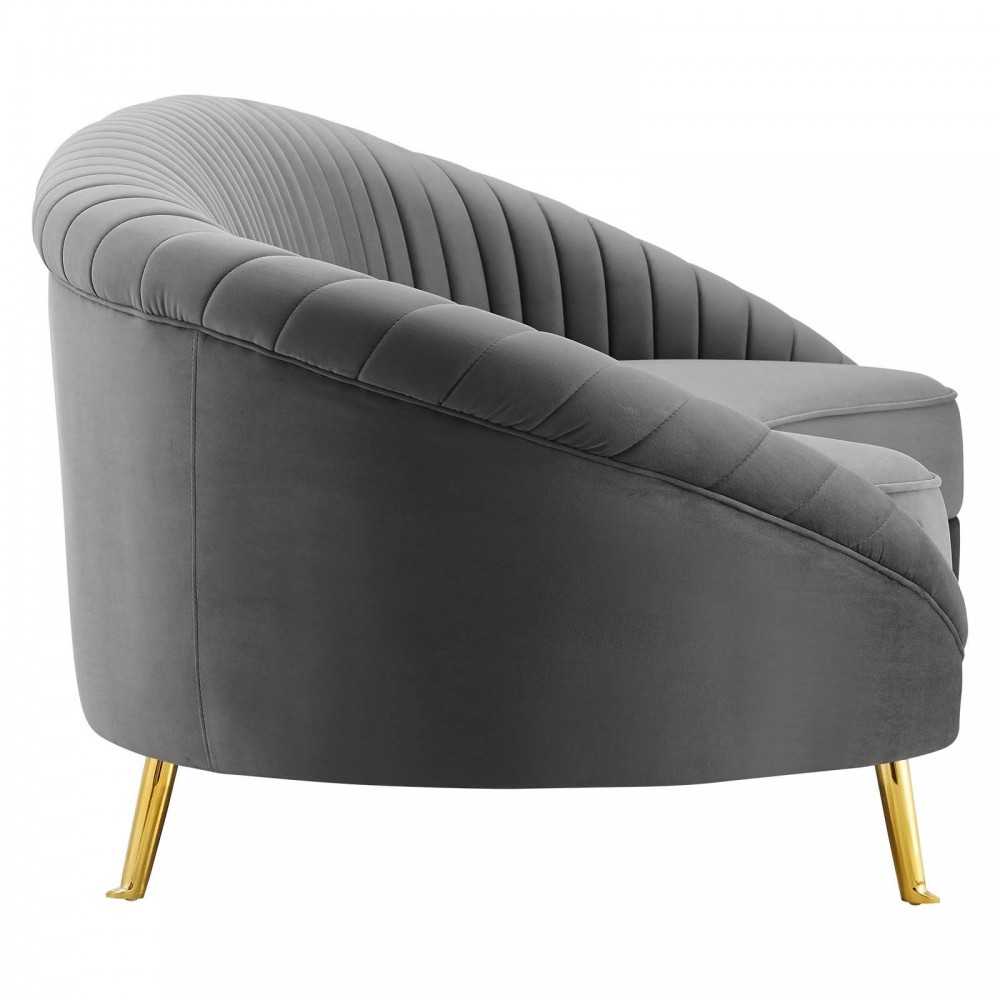 Camber Channel Tufted Performance Velvet Sofa, Gray