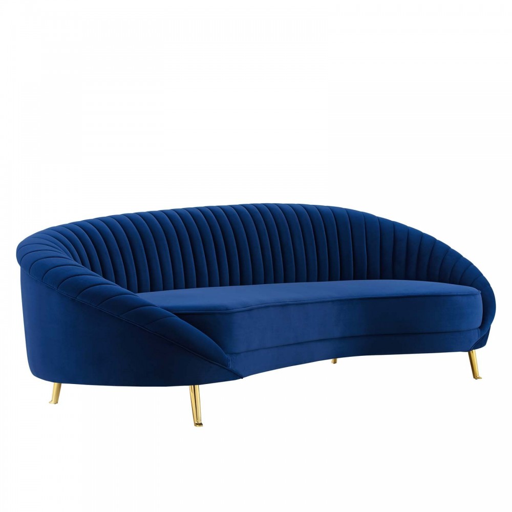 Camber Channel Tufted Performance Velvet Sofa, Navy
