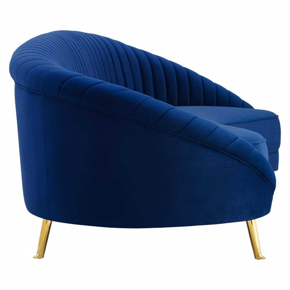 Camber Channel Tufted Performance Velvet Sofa, Navy