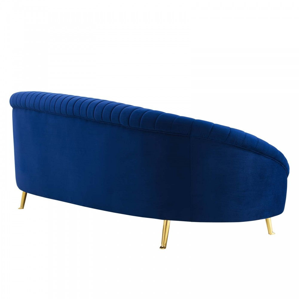 Camber Channel Tufted Performance Velvet Sofa, Navy