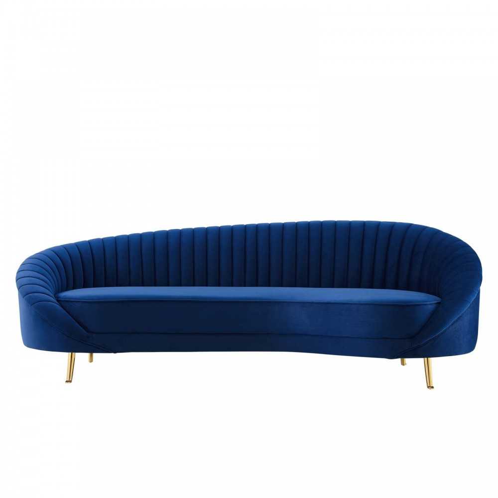 Camber Channel Tufted Performance Velvet Sofa, Navy