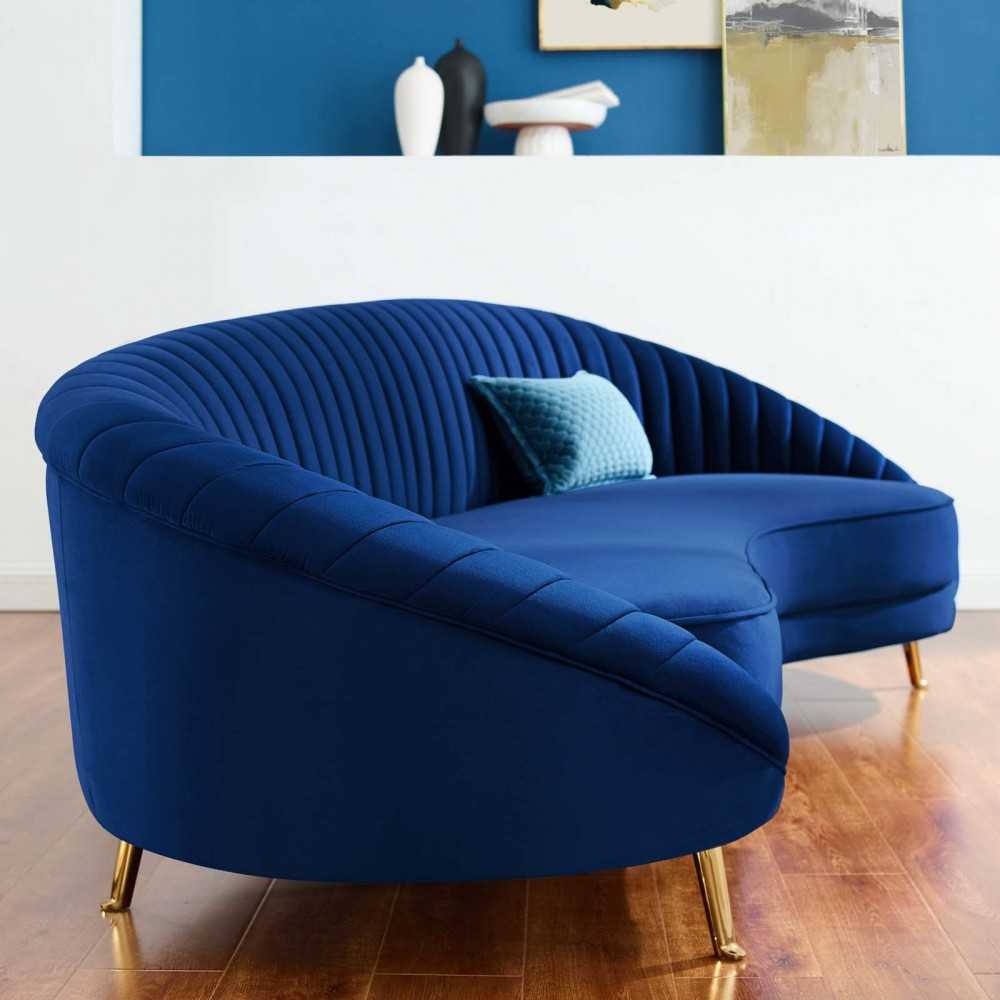 Camber Channel Tufted Performance Velvet Sofa, Navy