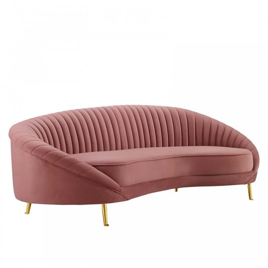 Camber Channel Tufted Performance Velvet Sofa, Dusty Rose