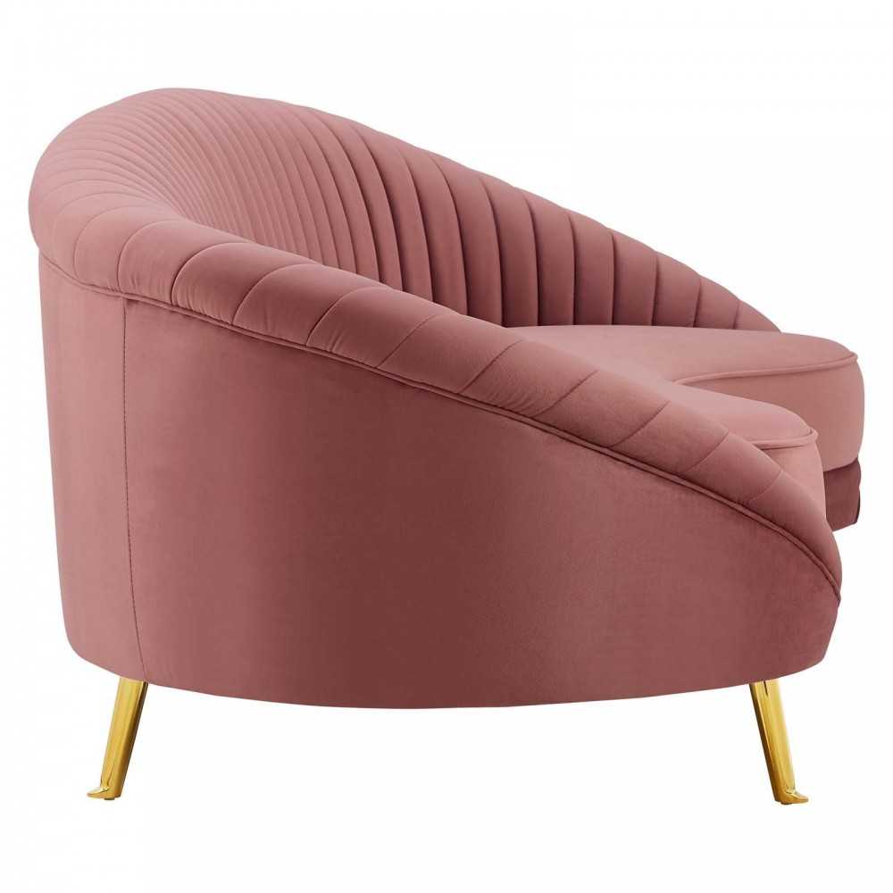 Camber Channel Tufted Performance Velvet Sofa, Dusty Rose