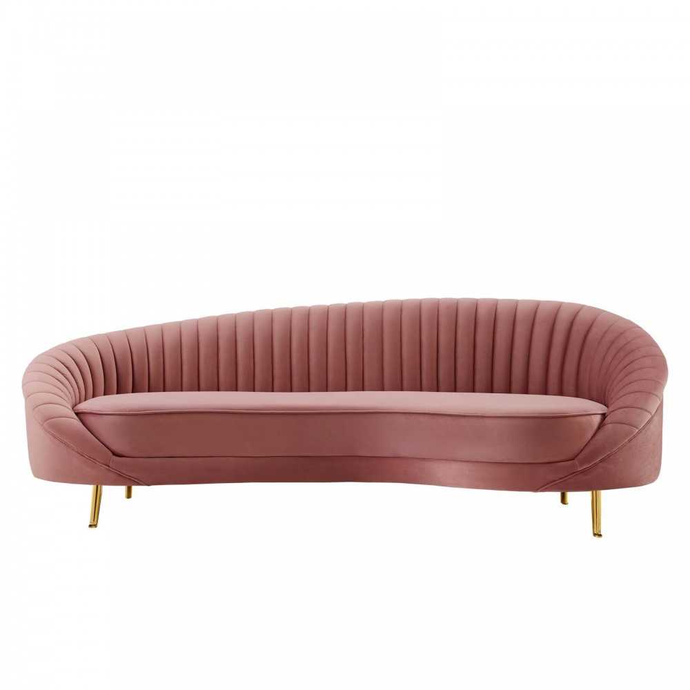 Camber Channel Tufted Performance Velvet Sofa, Dusty Rose