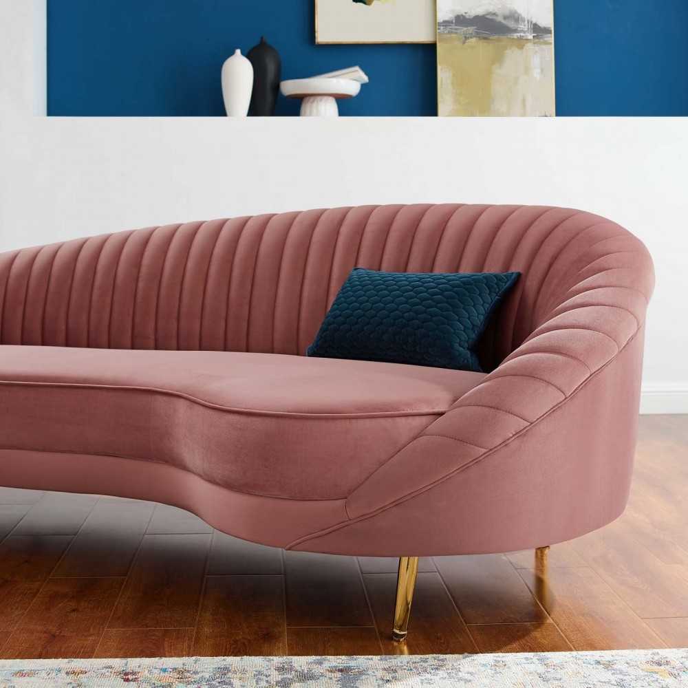 Camber Channel Tufted Performance Velvet Sofa, Dusty Rose