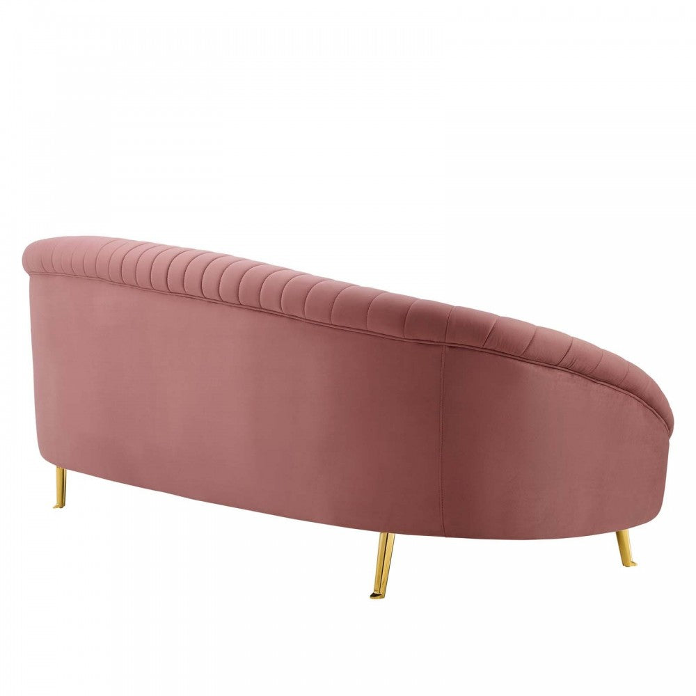 Camber Channel Tufted Performance Velvet Sofa, Dusty Rose