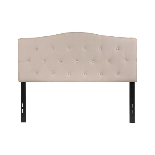Cambridge Tufted Upholstered Full Size Headboard in Beige Fabric