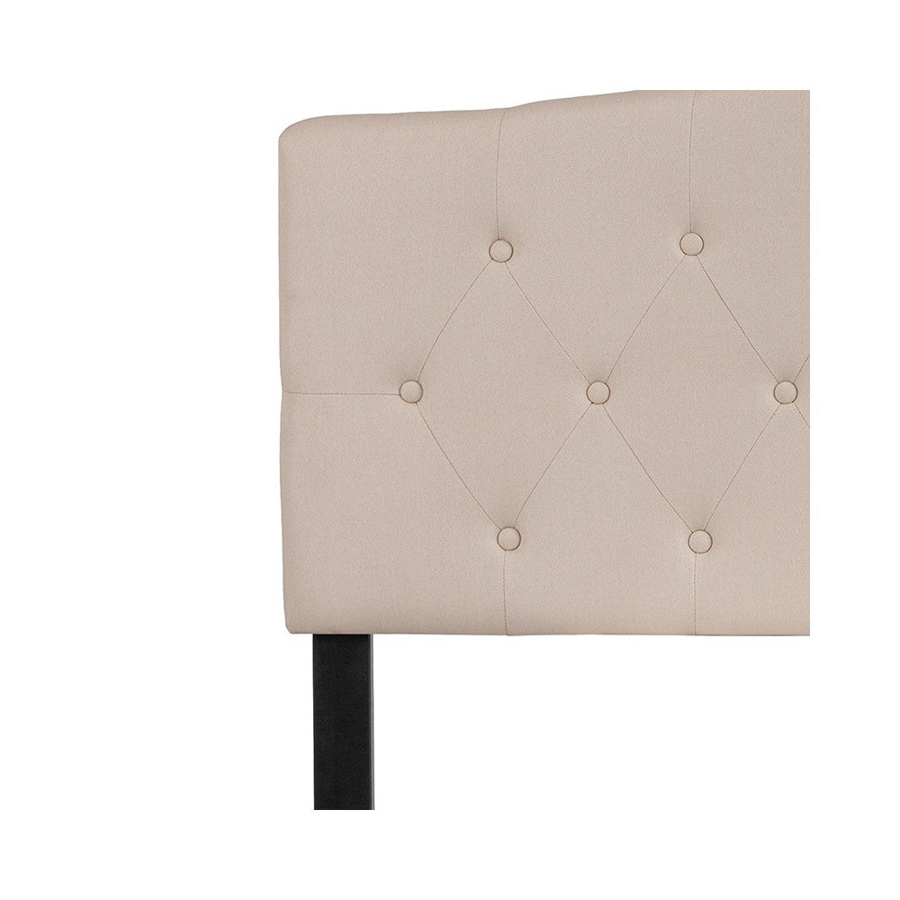 Cambridge Tufted Upholstered Full Size Headboard in Beige Fabric