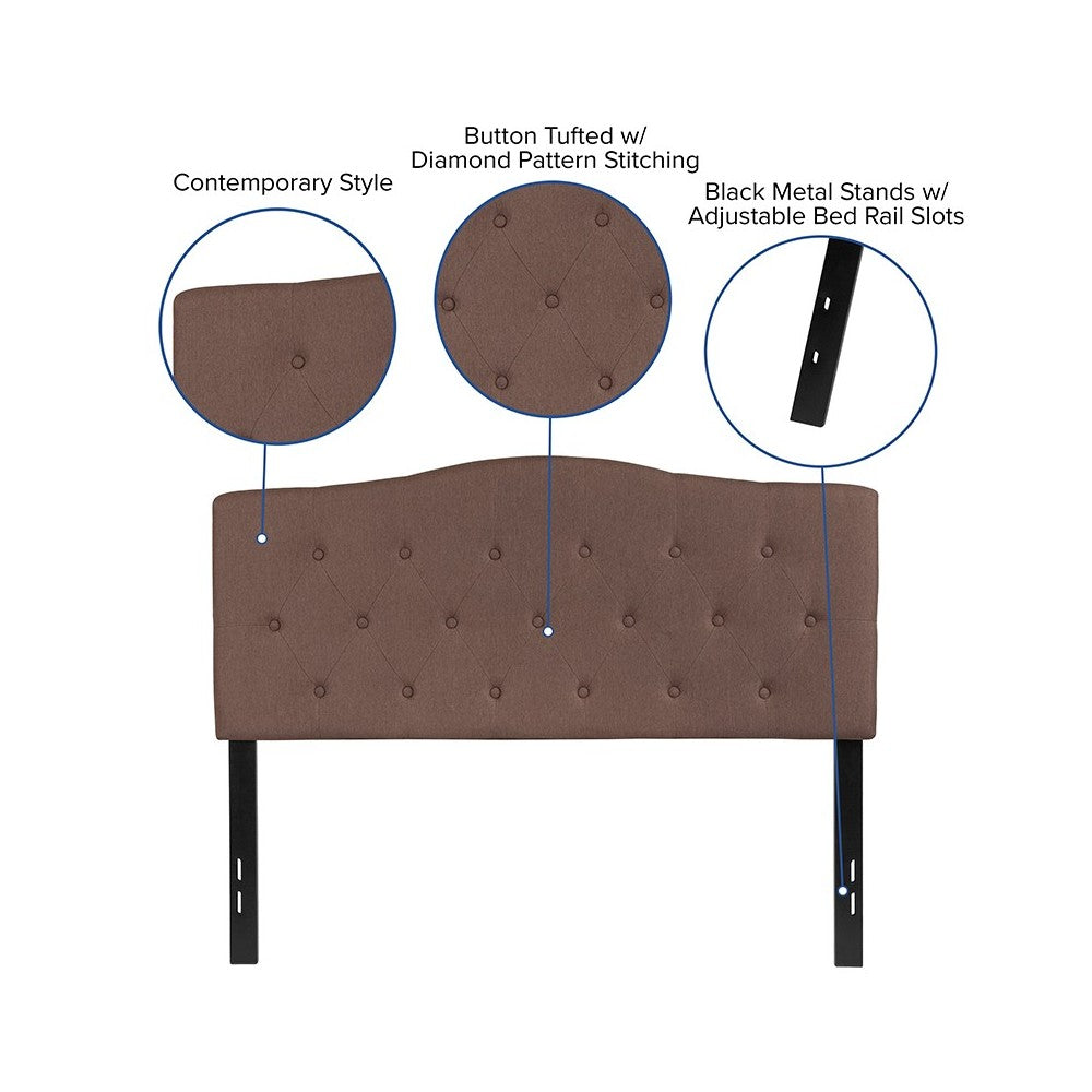 Cambridge Tufted Upholstered Full Size Headboard in Camel Fabric