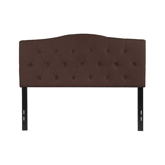Cambridge Tufted Upholstered Full Size Headboard in Dark Brown Fabric