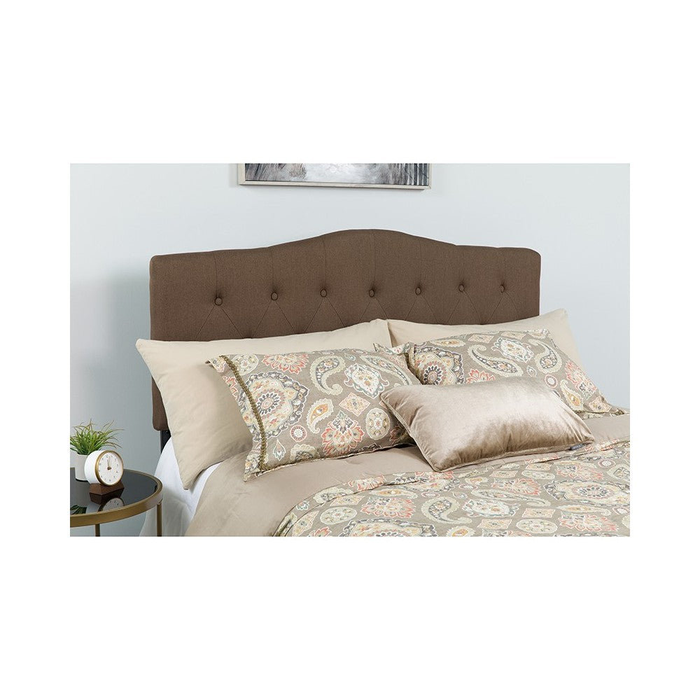 Cambridge Tufted Upholstered Full Size Headboard in Dark Brown Fabric